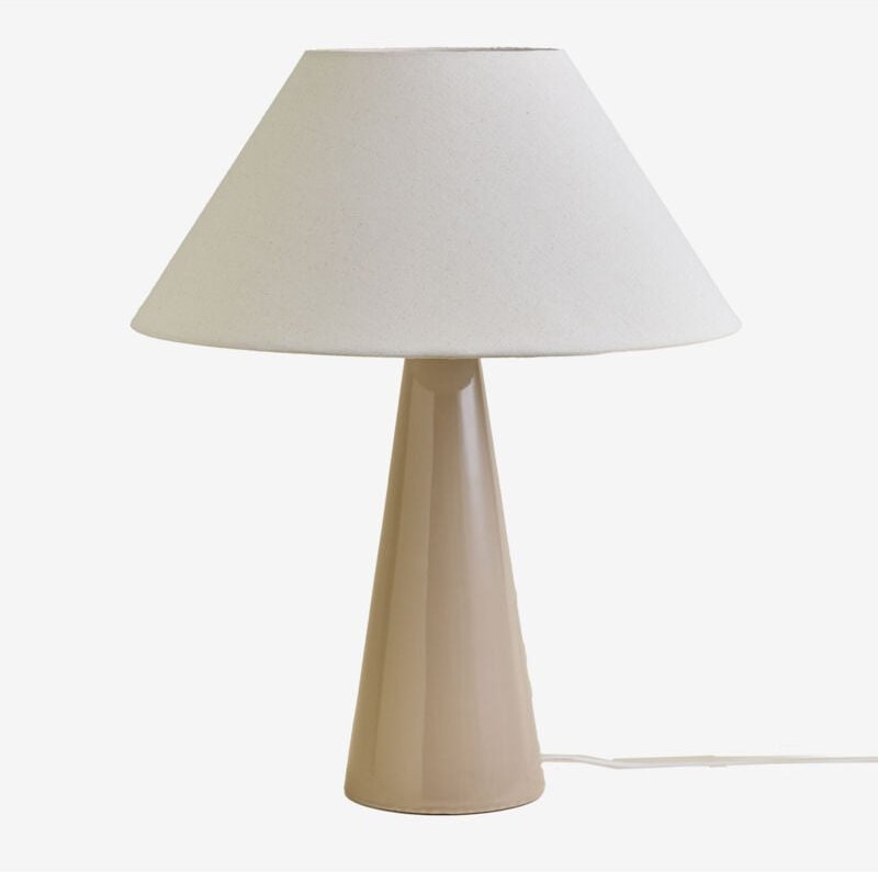 Jevora 60cm Tischlampe aus Keramik und Leinen Creme-Beige - Sklum