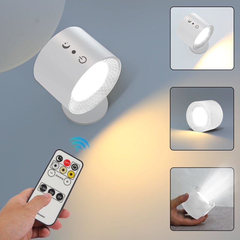 Thumbnail - Doppelseitige LED Wandlampe mit Fernbedienung, Akku Wandleuchten, Touch-Steuerung, 3 Temperaturen, USB, Wiederaufladbar,...