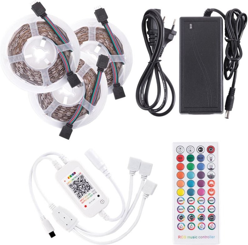 Strip Kit 108W 4.500Lm 450 LEDs 15 Meter rgb Blister Transformator, Controller, Fernbedienung IP20 40.000H [CA-KITRGB-15...