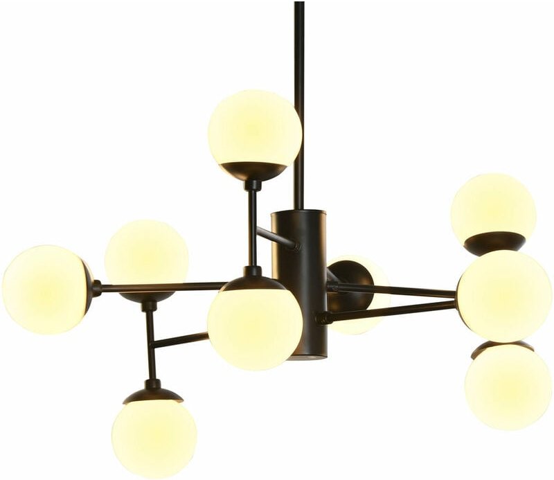 Dkd Home Decor - Metalllampe Metallglas 80x80x60 9 Schwarze Kugeln Metallglas mehrfarbiger Farbfamilien Deckenleuchten u...