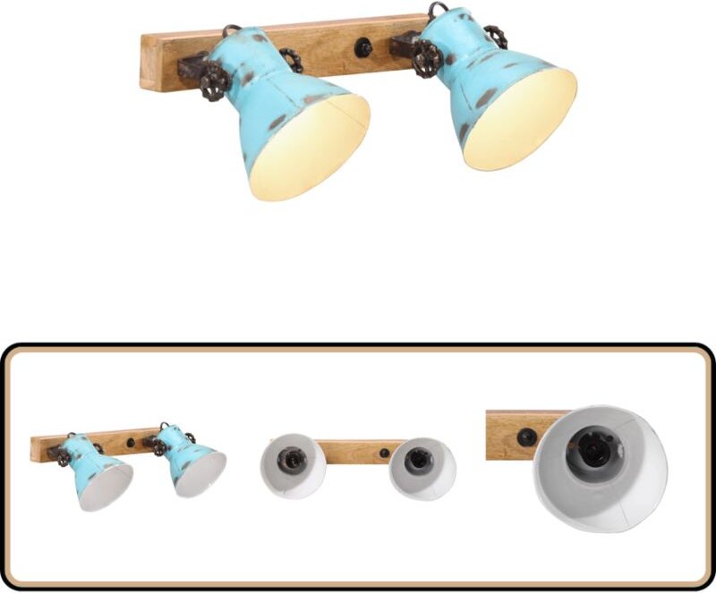 Wandleuchte 25 W Blau 45x25 cm E27 - Industriel Stil - Wandleuchte - Eisenleuchten - Holzmöbel - Wohnraum Dekoration