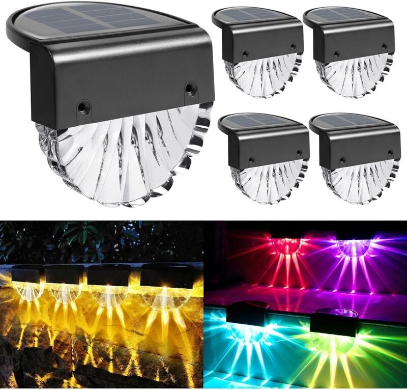 Thumbnail - Solarlampe für den Außenbereich, 4 Stück, Solarleuchte für den Außenbereich, bunte led und warmweißes Licht, IP65 wasser...