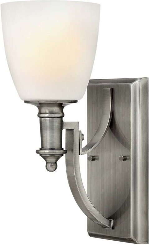 Truman - 1 Licht Wandleuchte Antik Nickel Glasschirm, E27 - Elstead