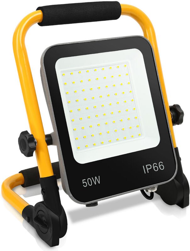 Randaco LED Baustrahler Fluter stativ 6000K Austellenlampe LED Fluter Floodlight IP66 50W