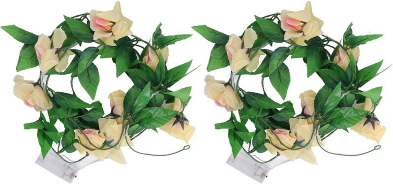 2-teilige Lichterkette mit Blumenmuster, 2,4 m lang, 20 LEDs, batteriebetrieben, Rosengirlande, Lichterkette, Wanddekora...
