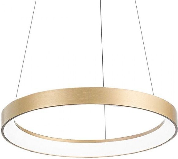 Krizia - 30W dimmbare LED-Pendelleuchte - 2300lm, 3000K warmes Licht, gebürsteter Goldring, Acryldiffusor, d. 40 cm, IP2...