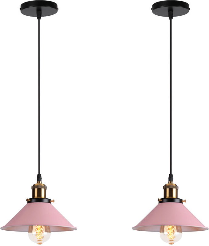 2er Pendelleuchte Vintage Kronleuchter mit Ø22cm Metall Lampenschirm Hängelampe Edison Art Lampe für Esszimmer Wohnzimme...