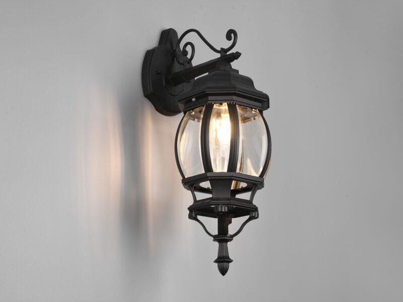 LED Außenwandleuchte, Laterne hängend Aluminium Schwarz Höhe 49cm