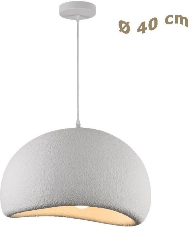 Thumbnail - Trade Shop - LAMPADARIO A SOSPENSIONE SOFFITTO EFFETTO PIETRA BIANCO Ø40/50/60CM ATTACCO E27 IP20 B16-B - -40 cm -