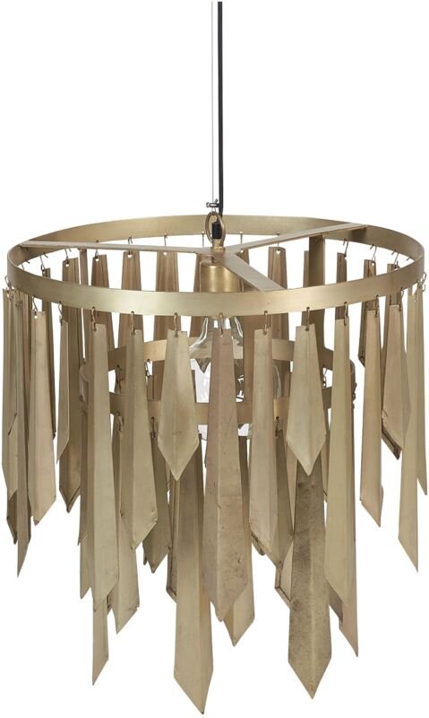 Hängeleuchte Messingfarbend Metall 1-Flammig mit Rundem Schirm Wasserfall-Optik Antik-Optik Langes Kabel Retro Esstisch ...