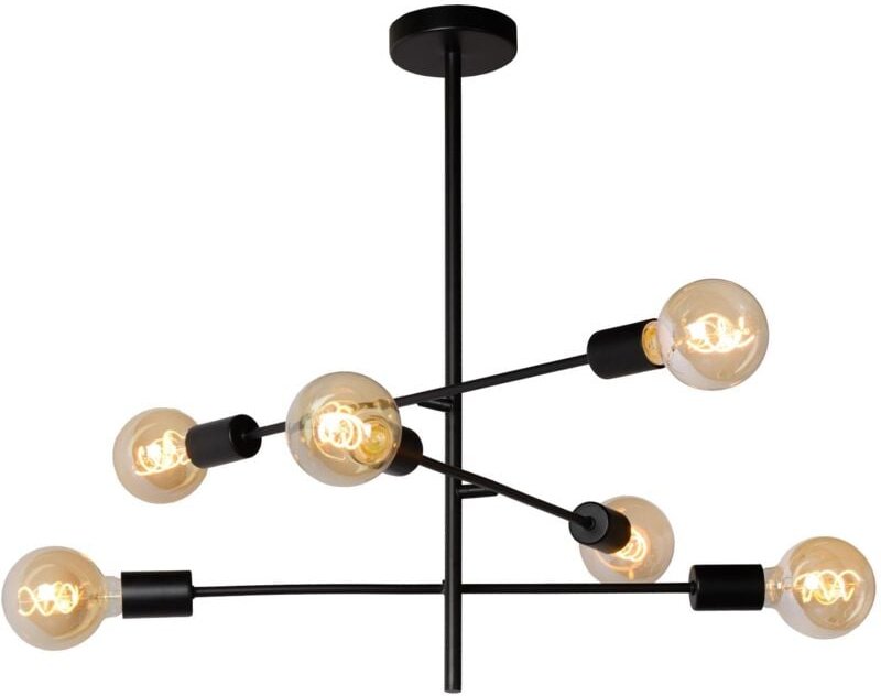 Lester - Deckenleuchte - 6xE27 - Schwarz - Lucide