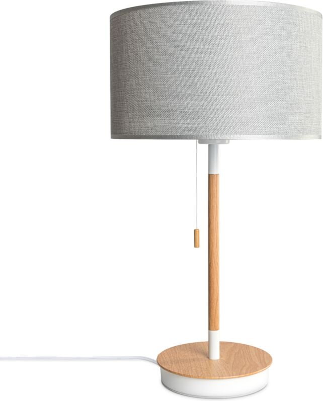 Stehleuchte Wohnzimmer Stoffschirm Tischlampe Textil Schirm E27 Nachtlicht Grau (Ø28cm), Tischleuchte - Weiß - Paco Home