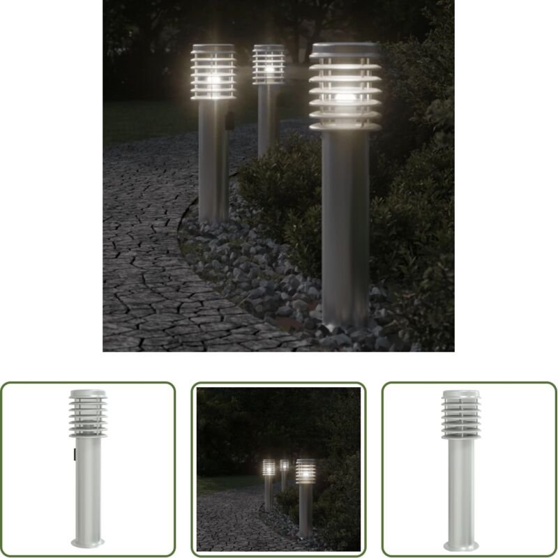 Außenbeleuchtung - Wegeleuchte mit Steckdose Silbern 60 cm Edelstahl