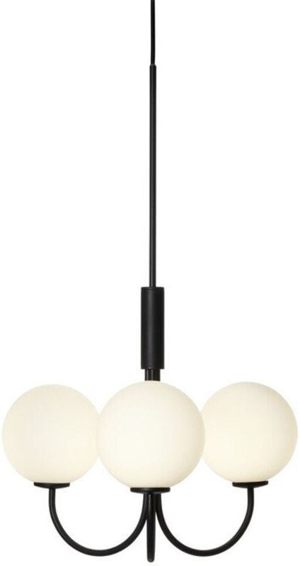 Ballon Globe Pendel-Deckenleuchte Schwarz, Opalglas 3x G9