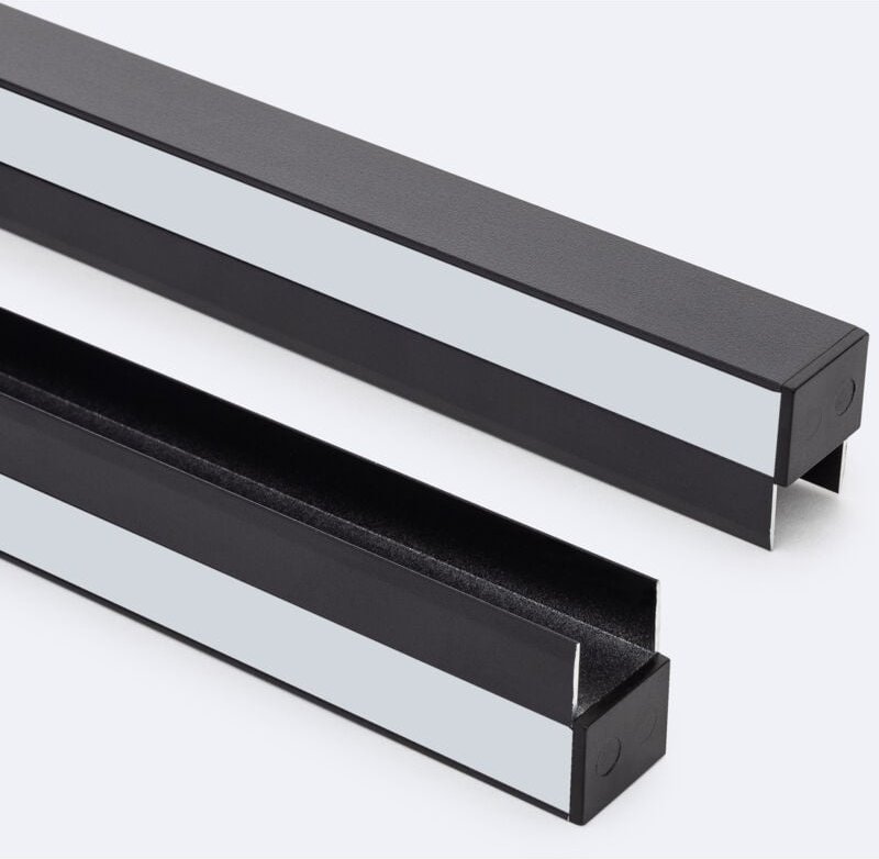 Aluminiumprofil Ablage mit durchgehender Abdeckung für LED Streifen 12 mm Schwarz 4 m Weiß transluzent