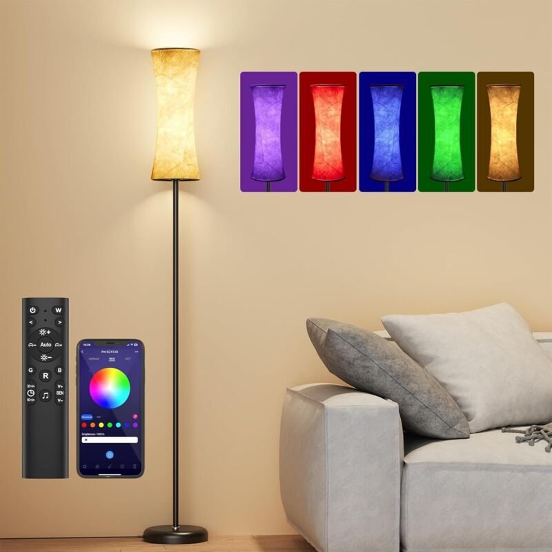 Amdelne LED Stehlampen 171cm RGB Stehleuchte mit Musik Sync Fernbedienung App Musikmodus Timing Funktion Standleuchte fü...