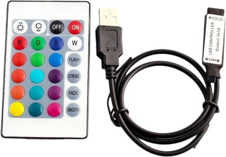 Tlily - RGB-Controller DC5V usb 5V 24 Tasten -Fernbedienung Kabelloser Controller für cob smd 3528 5050 RGB-Bandlichter