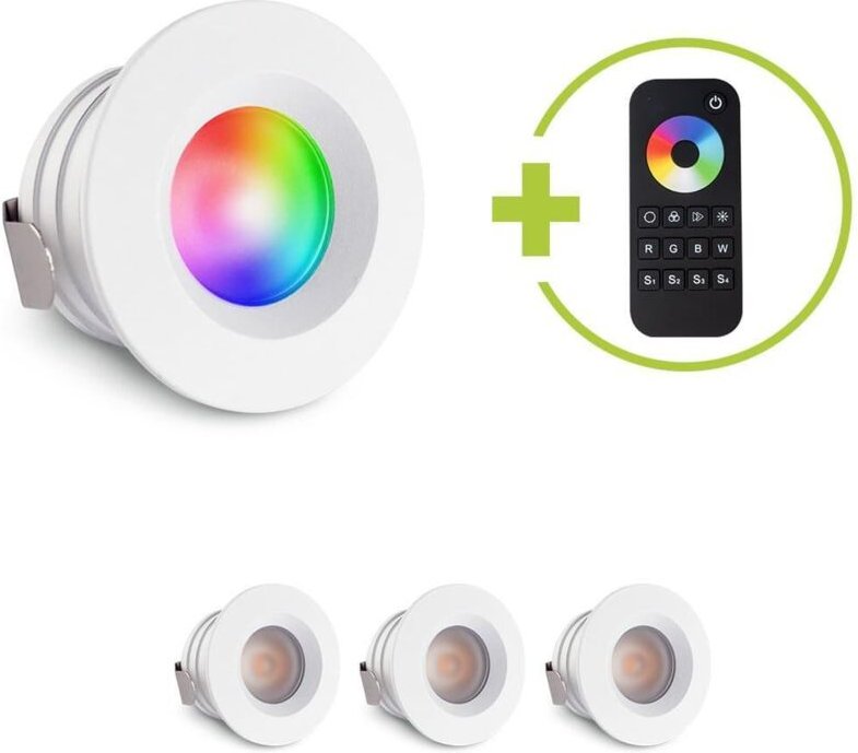 Einbaustrahler Mini flach Torino 3W RGBW IP44 - Farbe: weiß - Anzahl: 4x