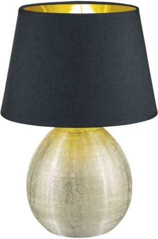 Iperbriko - Lampe Groß Gold Keramiksockel Schwarz Luxor Lampenschirm Ø24 cm Trio Lighting