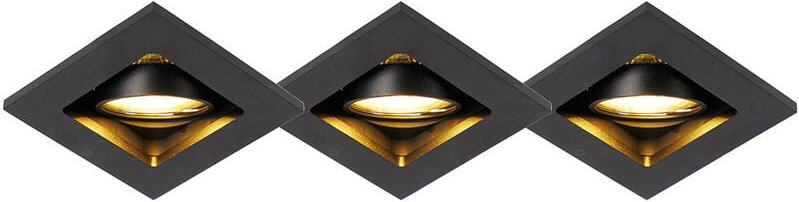 Set aus 3 modernen Einbaustrahlern schwarz verstellbar - Qure