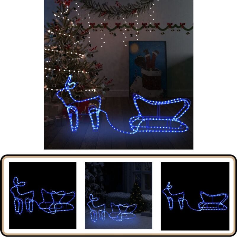 Weihnachtsdekoration Rentiere und Schlitten Outdoor 252 LEDs - Weihnachtliche Beleuchtung - Lichterkette - LED-Beleuchtu...