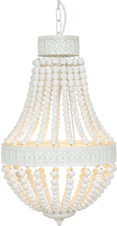 Steinhauer - Mexlite - hängeleuchte - Ella - weiß - holz metall - ø 40cm - E14