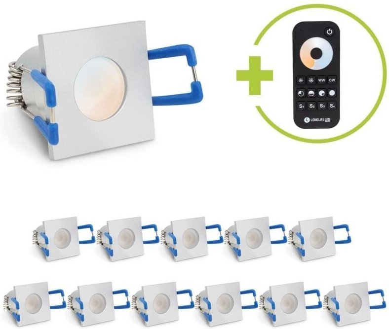 Einbaustrahler Mini Livorno eckig 3W CCT IP65 - Farbe: silber - Anzahl: 12x