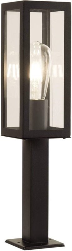 Searchlight - Box - 1 Light Outdoor Short Poller Hellschwarz mit Klarglas IP44, E27