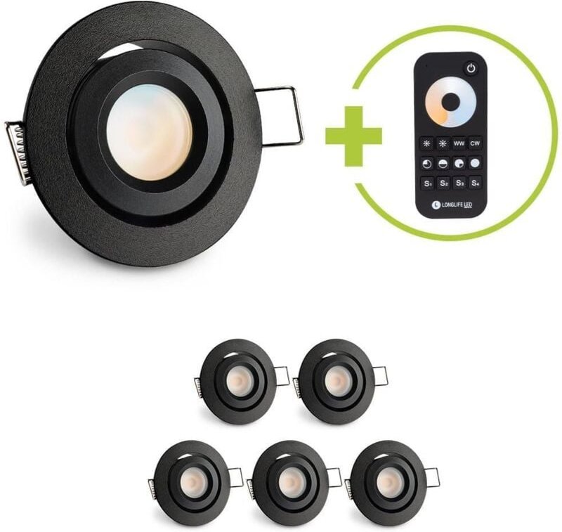 Einbaustrahler Mini schwenkbar Matera 3W CCT IP44 - Farbe: schwarz matt - Anzahl: 6x