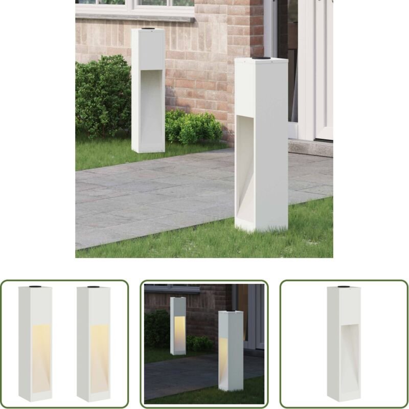 Außenbeleuchtung - Solar LED Wegeleuchte 2 pcs Weiß Kalt gewalzter Stahl