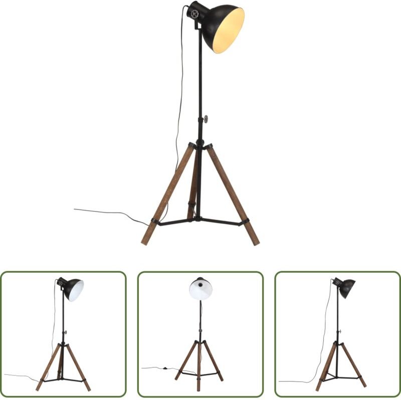 vidaXL Stehleuchte 25 W Schwarz 75x75x90-150 cm E27