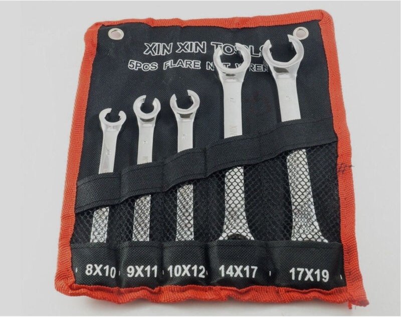 Trade Shop - SATZ MIT 5 OFFENEN SECHSKANTSCHLÜSSELN FÜR BREMSLEITUNGSVERBINDER 8X10 9X11 10X12 14X17 17x19 -