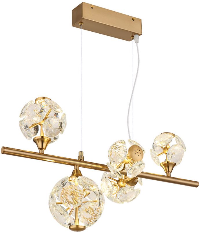Globo Lighting - Pendelleuchte Hängelampe Esstischleuchte Glas Kristalle goldfarben led h 150 cm