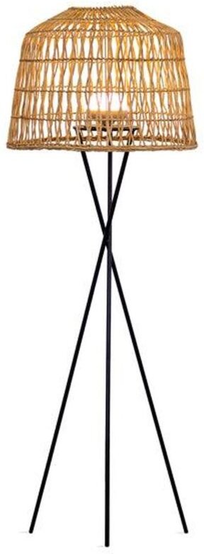 Led Außenleuchte Rattan Schirm 148 cm mit Akku Leuchtmittel IP54 2700 k Fernbedienung dimmbar Dreibein Stehlampe außen G...