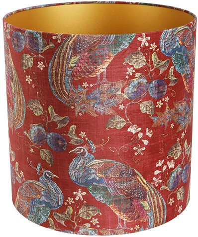Velour Lampenschirm Pfau Design 40/40/40 Gold innen