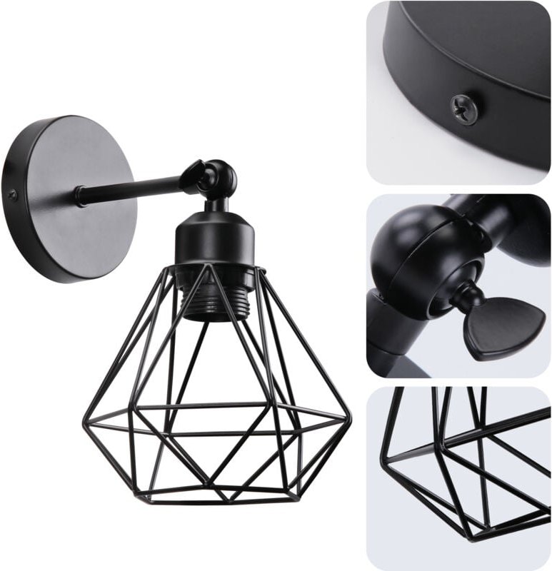 Retro E27 Wandleuchte 180 ° Drehbare Retro Industrie Innenbeleuchtung Wandlampe Schlafzimmer Wohnzimmer 1Pcs