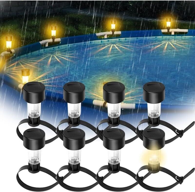 8er-Pack Solar-Poolleuchten, IP44 wasserdicht, Zubehör für Garten, Terrasse, Auffahrt, Pool und Camping
