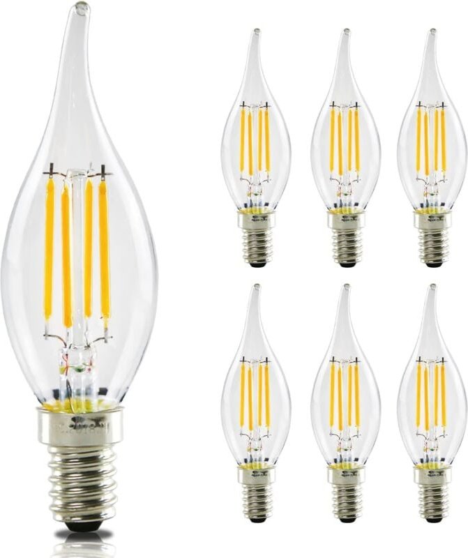GBLY 6 er pack LED E14 Glühbirne Leuchtmittel: Lampe Warmweiß kerze Birne 4W 2700K Filament Retro Edison Glühlampe Vinta...