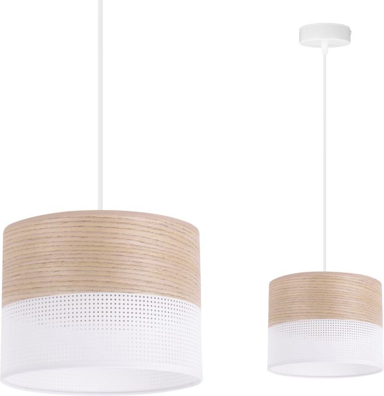 Einzelne Hängelampe, klassischer Lampenschirm aus Eichenfurnier, 20 cm