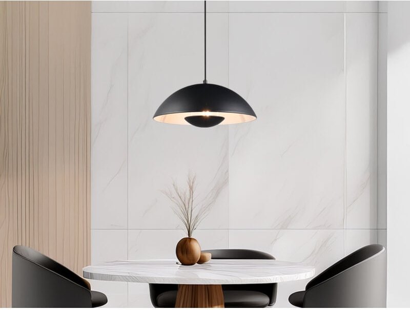 Meinewunschleuchte - Pendelleuchte varya Metallschirm Schwarz mit Blendschutz, ø 32cm