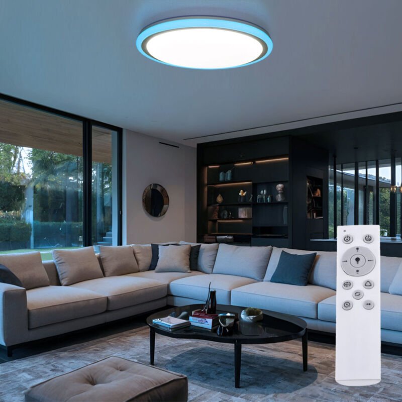 Etc-shop - Deckenlampe Deckenleuchte Wohnzimmerlampe Schlafzimmerleuchte Tageslichtlampe, Metall Kunststoff weiß, Fernbe...