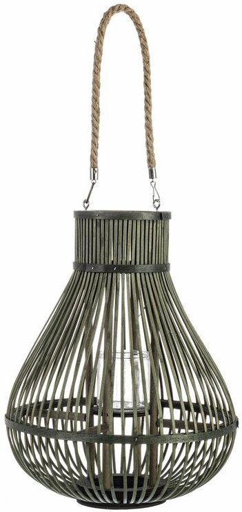 Yes Everyday - Laterne 'Belem' mit Jutestiel für Gartendekoration aus Bambus -Big / Grün