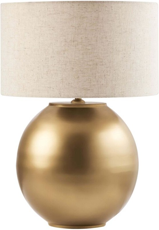 Beliani - Tischlampe Beige und Messingfarben Baumwolle Stoffschirm Eisen Sockel Modernes Design Tischleuchte Wohnaccesso...