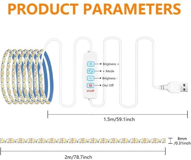 2 m LED-Spiegelleuchte mit 240 LEDs, perfekt versteckten USB-Kabeln, dimmbarer Spiegelleuchte in 3 Farben und 10 Helligk...