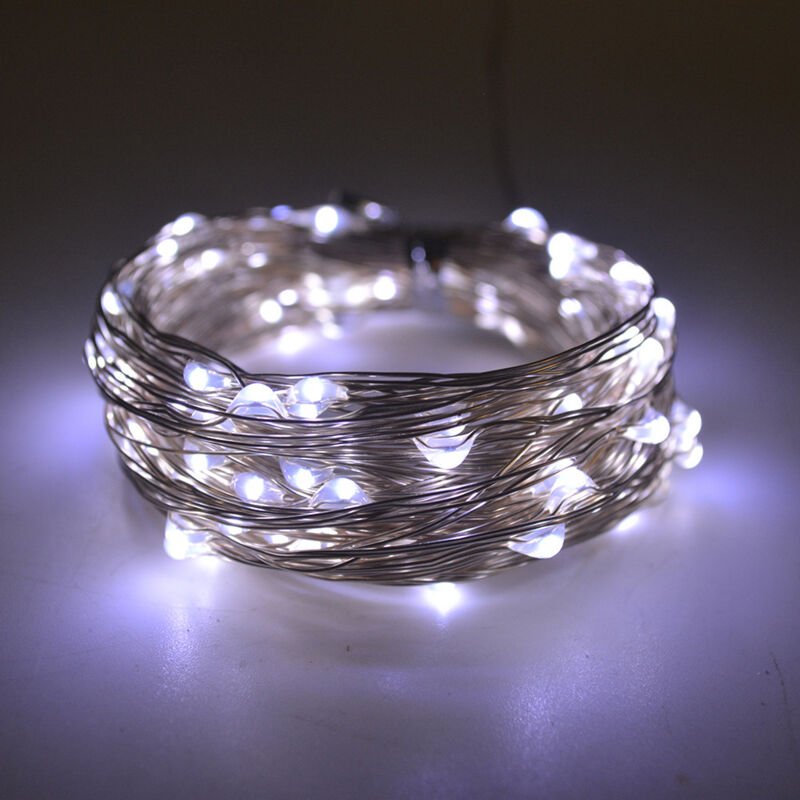 Solar-Lichterkette, 10 m, 100 LEDs, 8 Modi, geeignet für Weihnachtsbaum, Garten, Balkondekoration, Kaltweiß