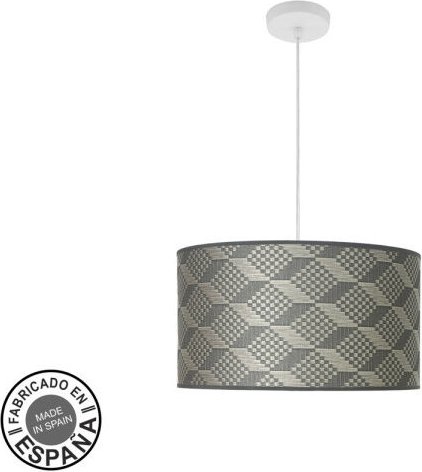 Fashion Pendelleuchte 2xe27 weiß/tetrisgrau regx40x40cm mit Diffusor