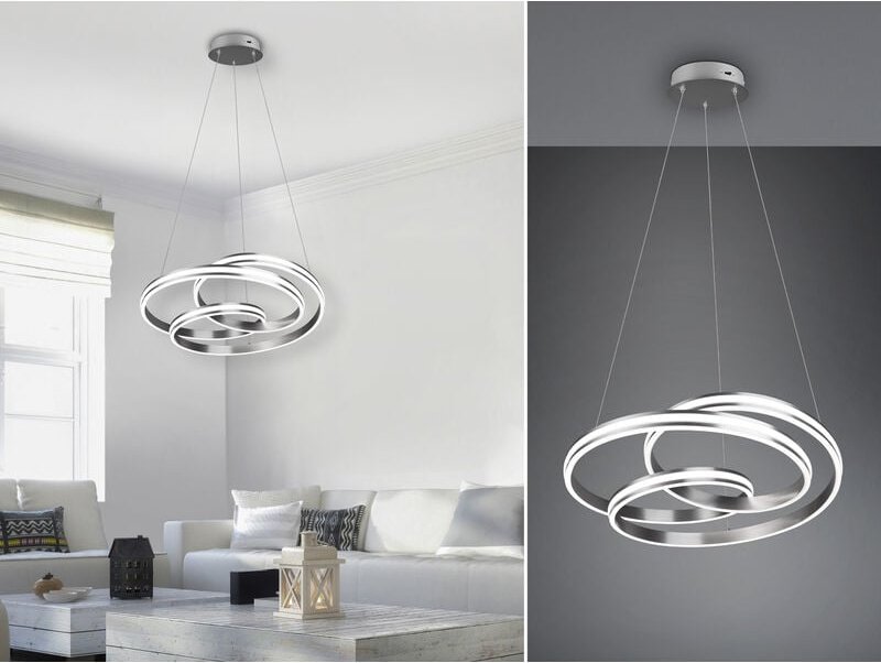 Moderner Vortex Kronleuchter Yara Nickel LED Dimmer Trio Beleuchtung
