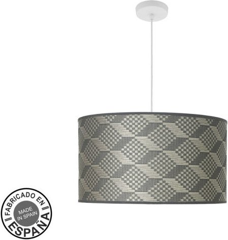 Fabrilamp - Fashion Pendelleuchte 3xe27 weiß/tetrisgrau regx50x50cm mit Diffusor