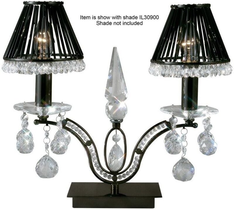 Inspired Diyas - Tara - Tischleuchte 2 Hellschwarz Chrom, Kristall