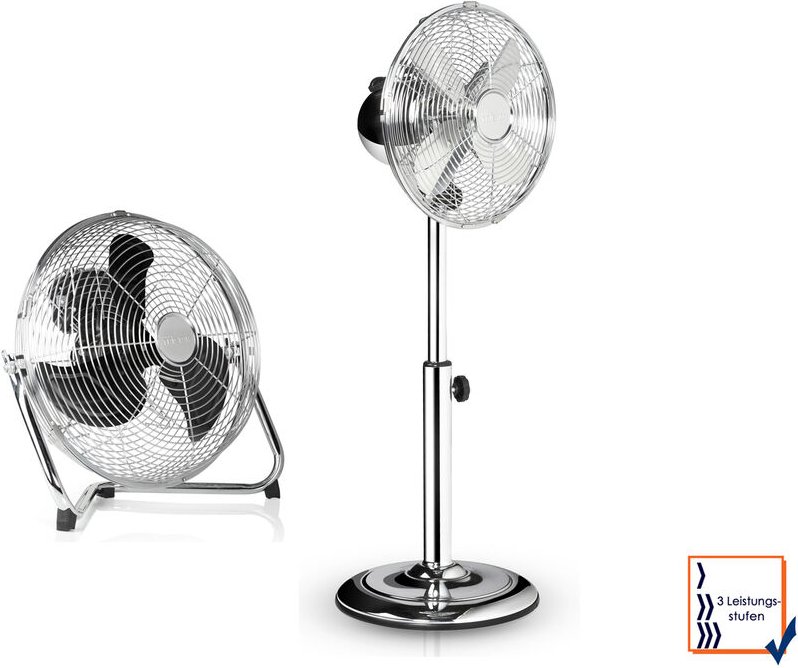 Set Bodenventilator und Standventilator in silber 3 Leistungsstufen